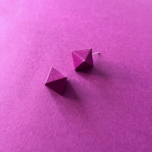 Piccoli orecchini 3D, Orecchini mini a lobo, Orecchini di carta, Regalo di Natale, Orecchini geometrici anni 80, Orecchini Ecosostenibili