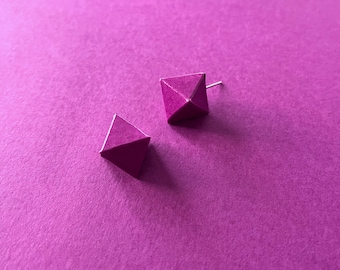 Small 3D Earrings, Mini Stud Earrings, Paper Earrings, Christmas Gift, 80's Geometric Earrings, Eco-friendly Earrings