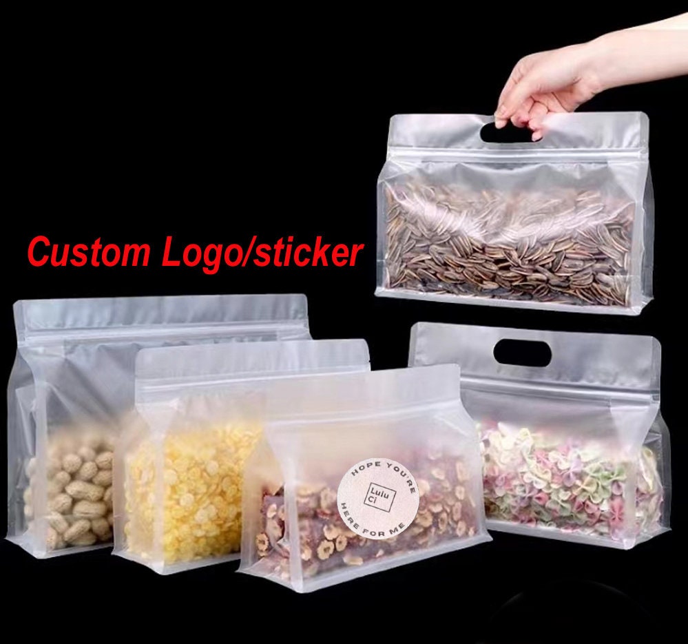 50 Frost clear Resealable Self seal Zip Lock Plastic Bags merchandise Jewelry Food Candy Gift Bag diy Stand up Packaging Pouch custom Logo Etsy UK