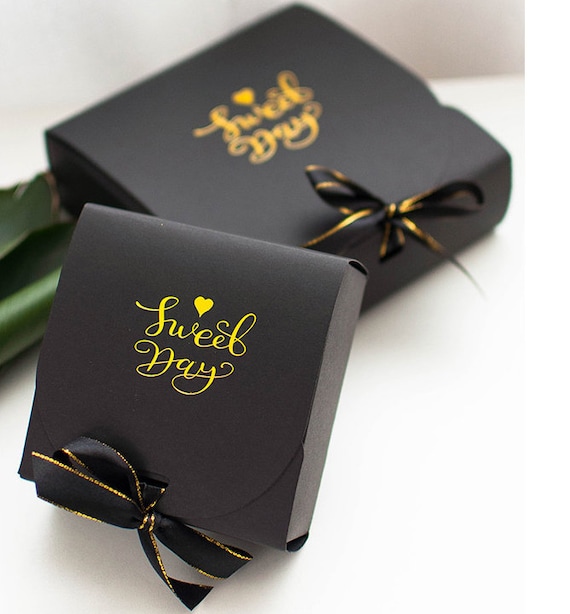 Kraft Paper Gift Boxes W/ Ribbon in Gold/silver sweet Etsy