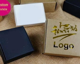 50 Kraft Paper Gift Boxes, Small Jewelry Wedding Soap Packaging, Custom Logo/Size