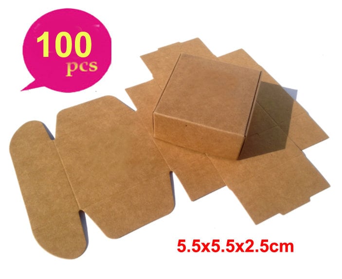 NBEADS 24 Pcs Kraft Brown Square Cardboard Jewelry Ring Boxes Paper Retail Gift