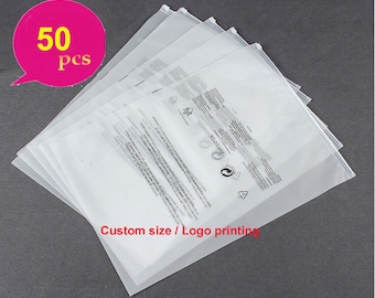 50 Resealable self-sealing zip Lock Plastic Bags,Jewelry Clothing Gift Bags, Merchandise Bags,Eco wording Packaging Bags,custom Size/logo