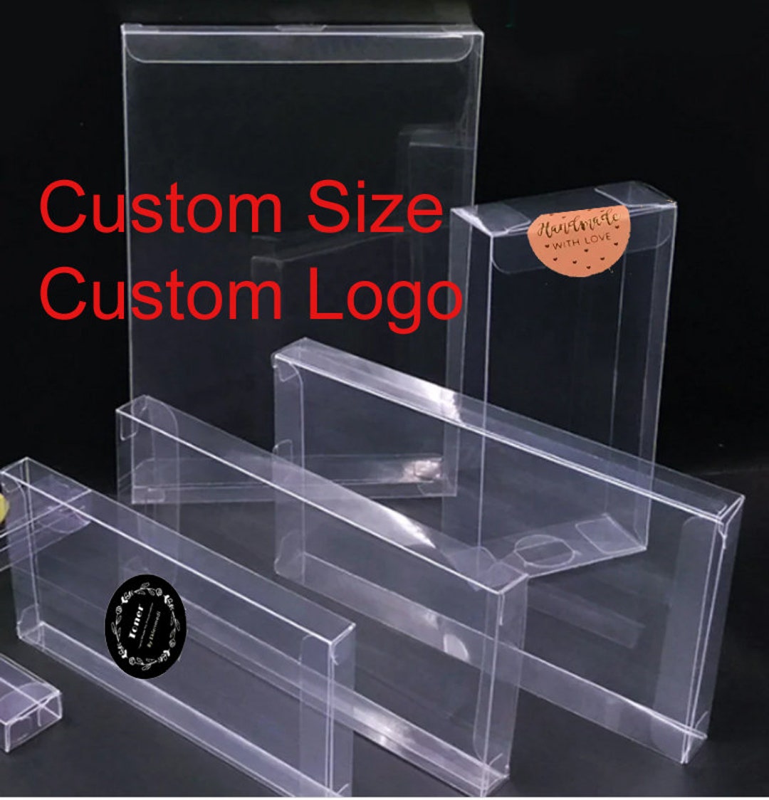 Clear PVC Plastic Folding Packaging Custom Logo size Rectangle square Boxes for Wedding Jewelry Gift Party Favor Model Candy Chocolate Soap Etsy