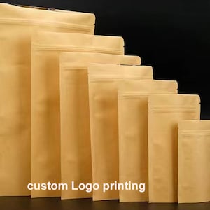 100 sacchetti Kraft stand up, sacchetti per imballaggio alimentare con chiusura lampo autoportante, pellicola interna impermeabile