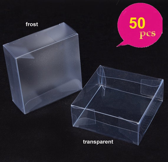 50pcs-clear/ Frost PVC Plastic Folding Packaging Small Square Box for  Wedding Jewelry Gift Party Favor Candy Chocolate Soap Boxes 