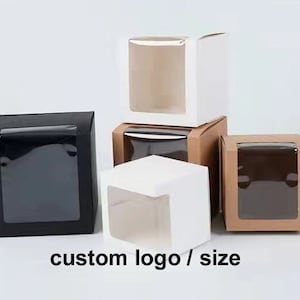 Scatole regalo per finestre in carta Kraft, scatole per bomboniere, confezioni natalizie per compleanni, logo personalizzato