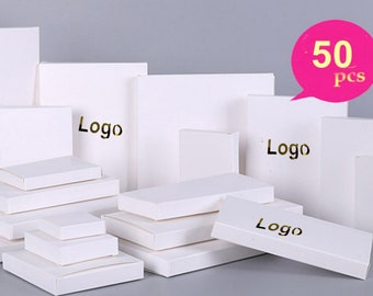 50pcs White Kraft Paper Box, Small Jewelry Wedding Chocolate Boxes Mini Square Gift Packing Boxes Wrapping,Custom / Logo printing