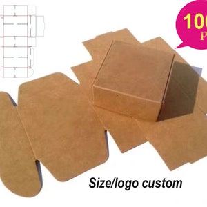 100pcs Kraft Paper Box, Small Brown Kraft Jewelry Wedding Boxes Mini Square Gift Packing Boxes Wrapping 5.5x5.5x2.5cm,custom logo/size