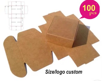 100 stks Kraftpapier Doos, kleine Bruin Kraft Sieraden Bruiloft Dozen Verpakking Dozen Wikkelen 5.5x5.5x2.5 cm