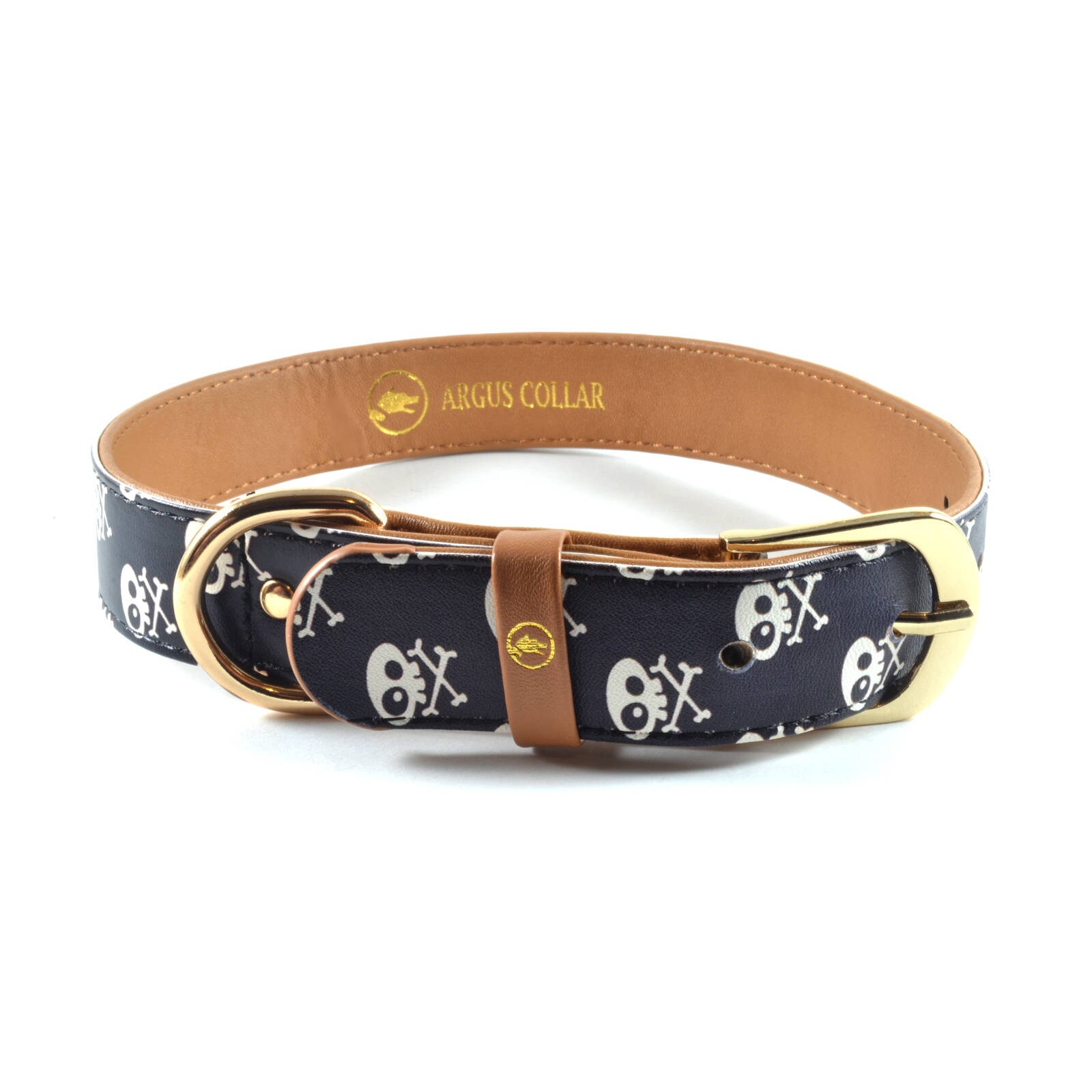 skull and bones dog collar
