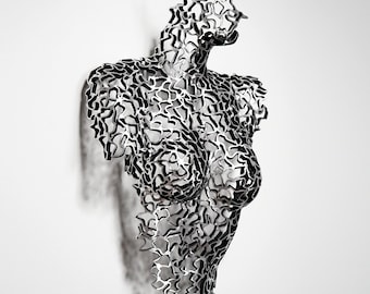 Hand-Welded Abstract Wall Sculpture – Female Torso