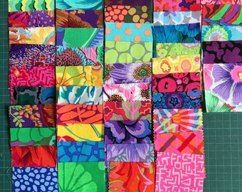 45 Kaffe Fassett squares 100% cotton fabric patchwork & quilting sewing 2.5 inch approx