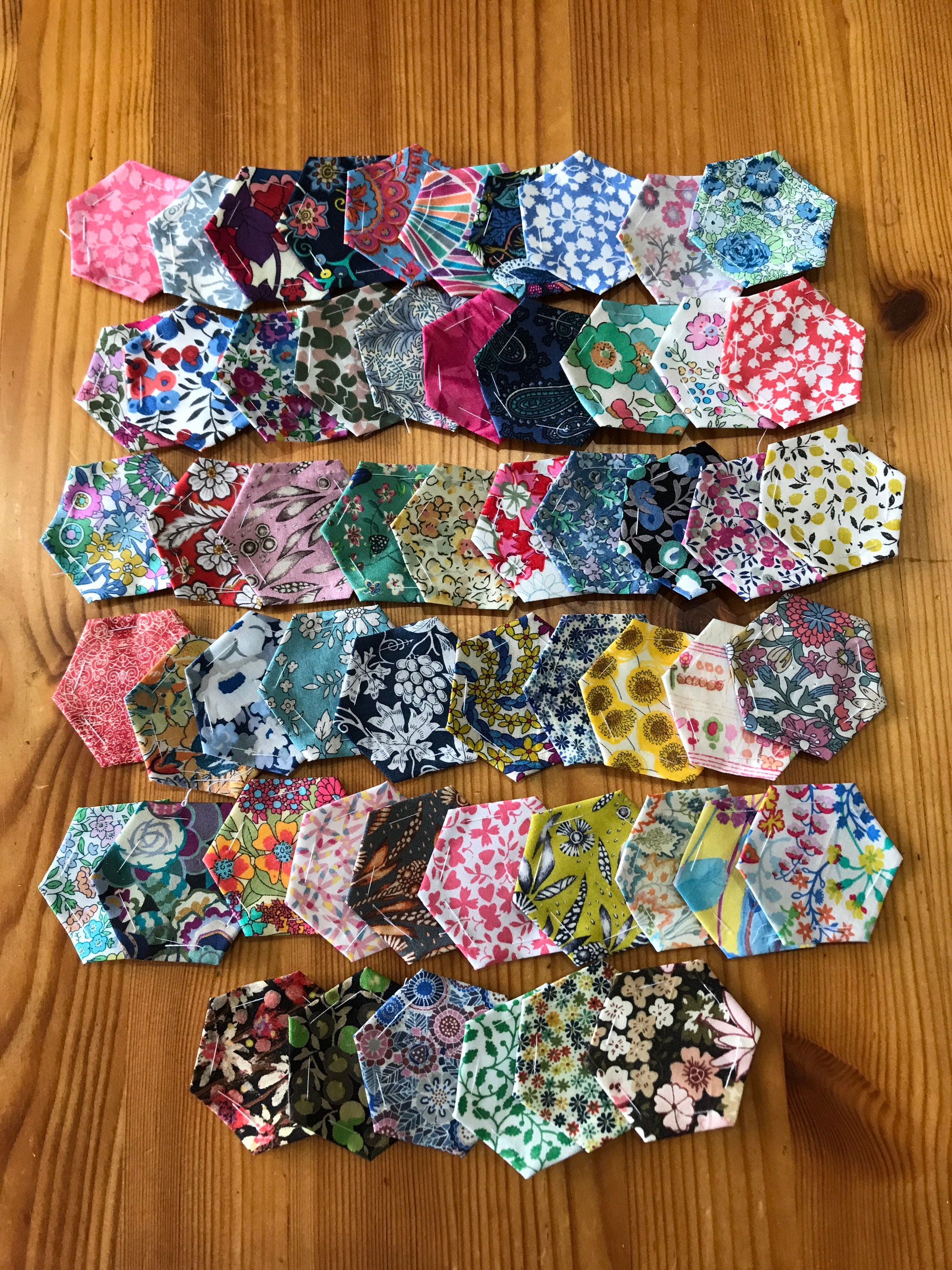 Liberty Tana Lawn fabric 100% cotton tacked to paper  75 hexagons for…