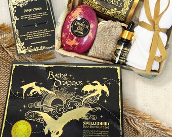 Cadeaux oeufs de dragon pour elle ou pour lui, coffret cadeau personnalisé de bombes de bain, bain avec des dragons, coffret cadeau secrets du royaume