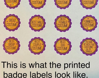 Halloween Costume Contest Badges: DIY Award  (Digital Download)