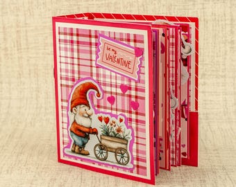 Gnome Valentine Mini Scrapbook Album: Handmade Photo Journal