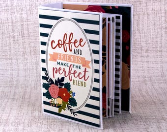 Coffee themed mini Scrapbook for photos and journaling. Coffee shop gift card holder.Coffee & Friends