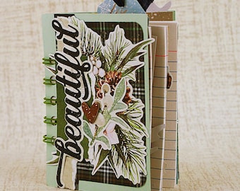 Mini Spiral Notebook Winter Themed, outdoors themed Premade Scrapbook Album