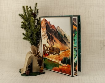 Photo Album & Journal for Hiking,Camping,Outdoorsy Guy or Gal- Explore Handmade Scrapbook Journal (Spiral Notebooks)Mountain Explore