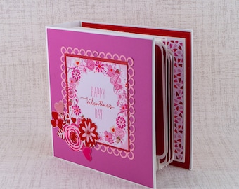 Valentine day, wedding, love, scrapbook photo mini album for photos journaling gift for galentine valentine  Happy Valentines Day  (Flowers)