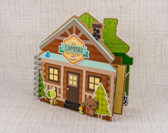 Camping Cabin &quot;Spiral&quot; Mini Scrapbook Album, Outdoors themed scrapbook album for photos and journaling