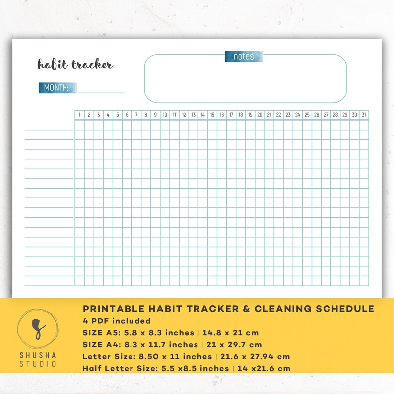 Printable Bullet Magazine Pattern Tracker, 30 Times Practice Dilemma, Printable Every month Routine Tracker, A5 Filofax Inserts picture relating to Bullet Journal Habit Tracker Printable identify Printable Bullet Magazine Behavior Tracker, 30 Times Behavior Issue, Printable Regular monthly Behavior Tracker, A5 Filofax Inserts