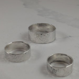 Well hammered! Sterling silver band  with textured surface