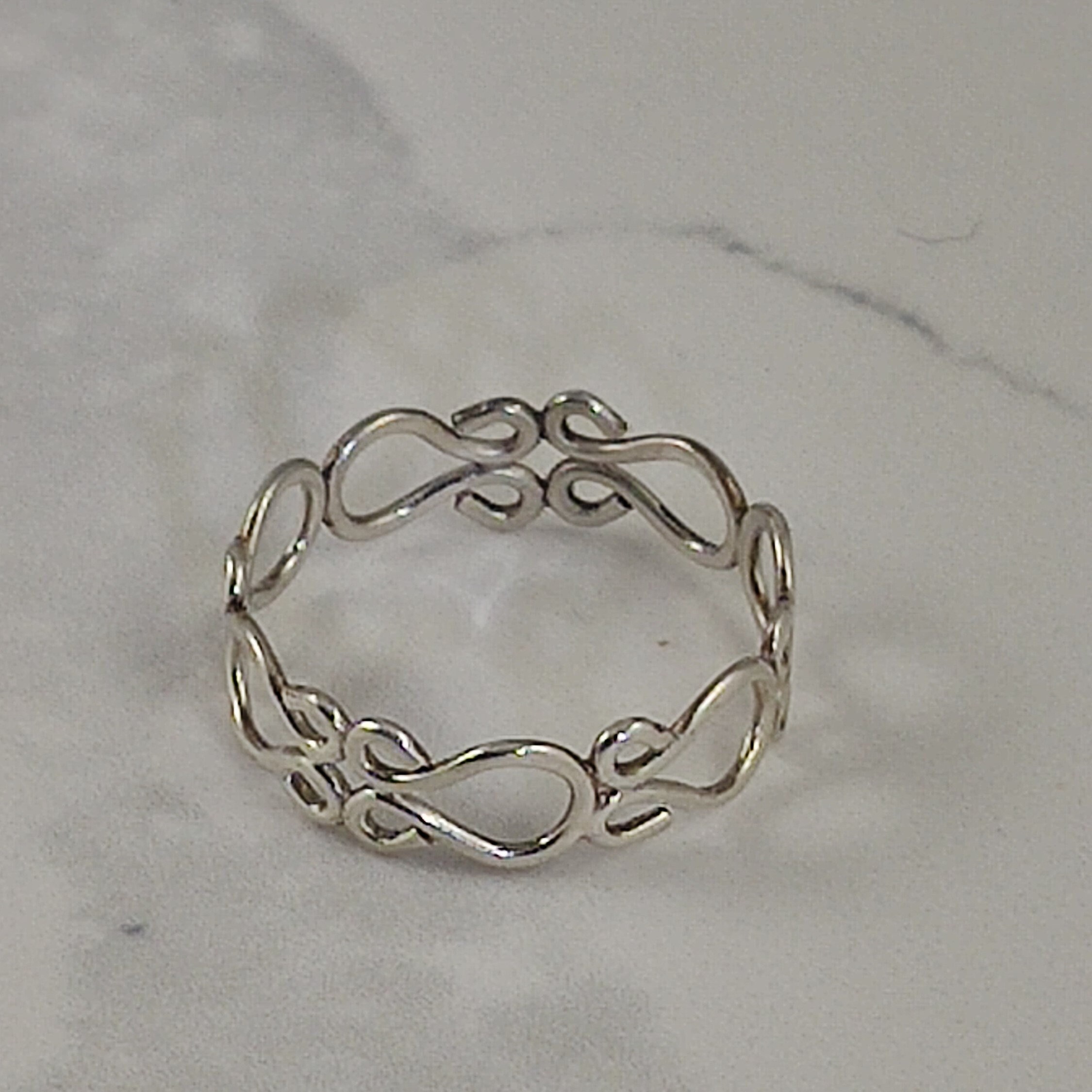 Sterling Silver Filigree Cutout Stackable Ring – .925 Silver, Sizes 3-10, Delicate Band For Women