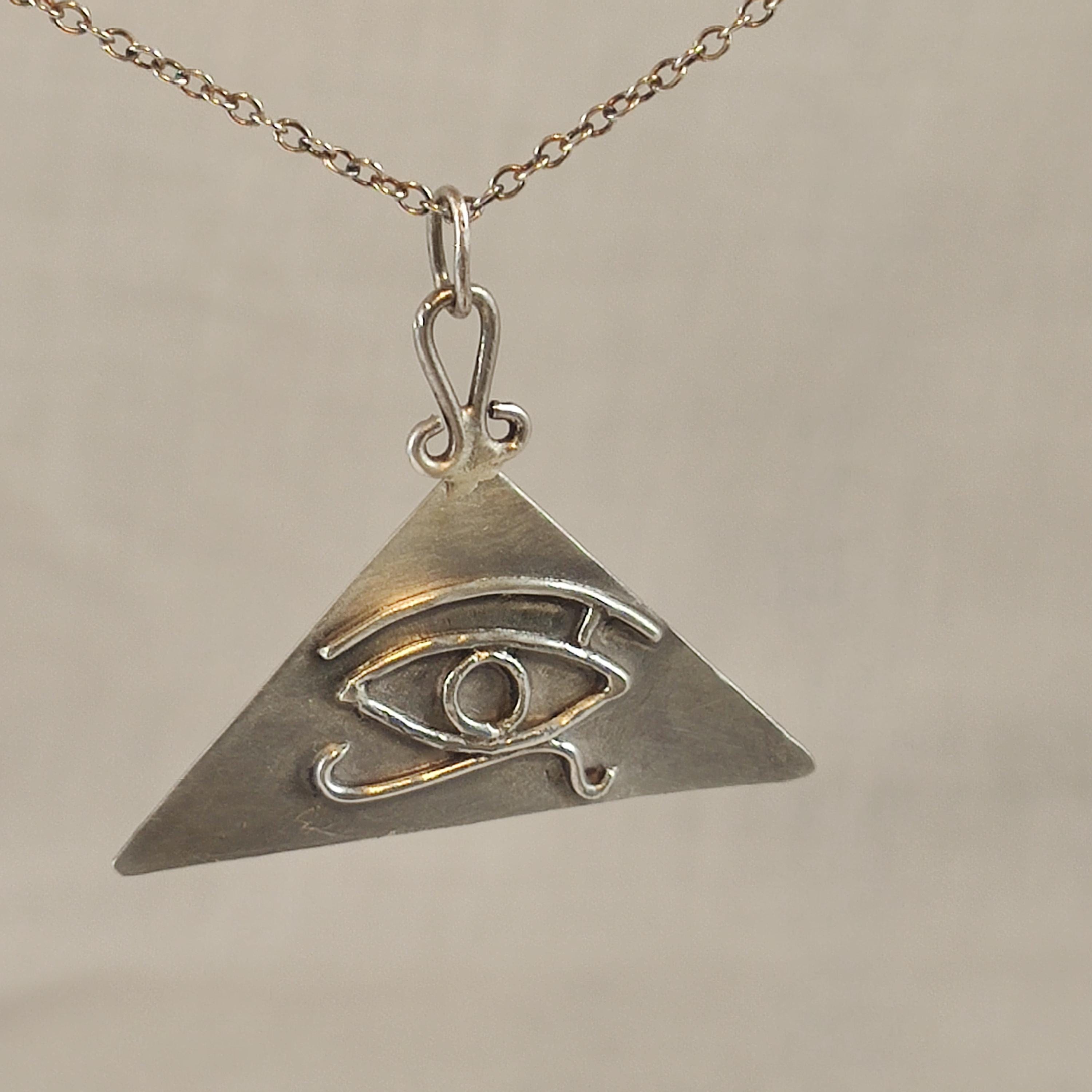 Silver Pyramid Pendant With Eye of Horus, on a Figaro Chain - Etsy