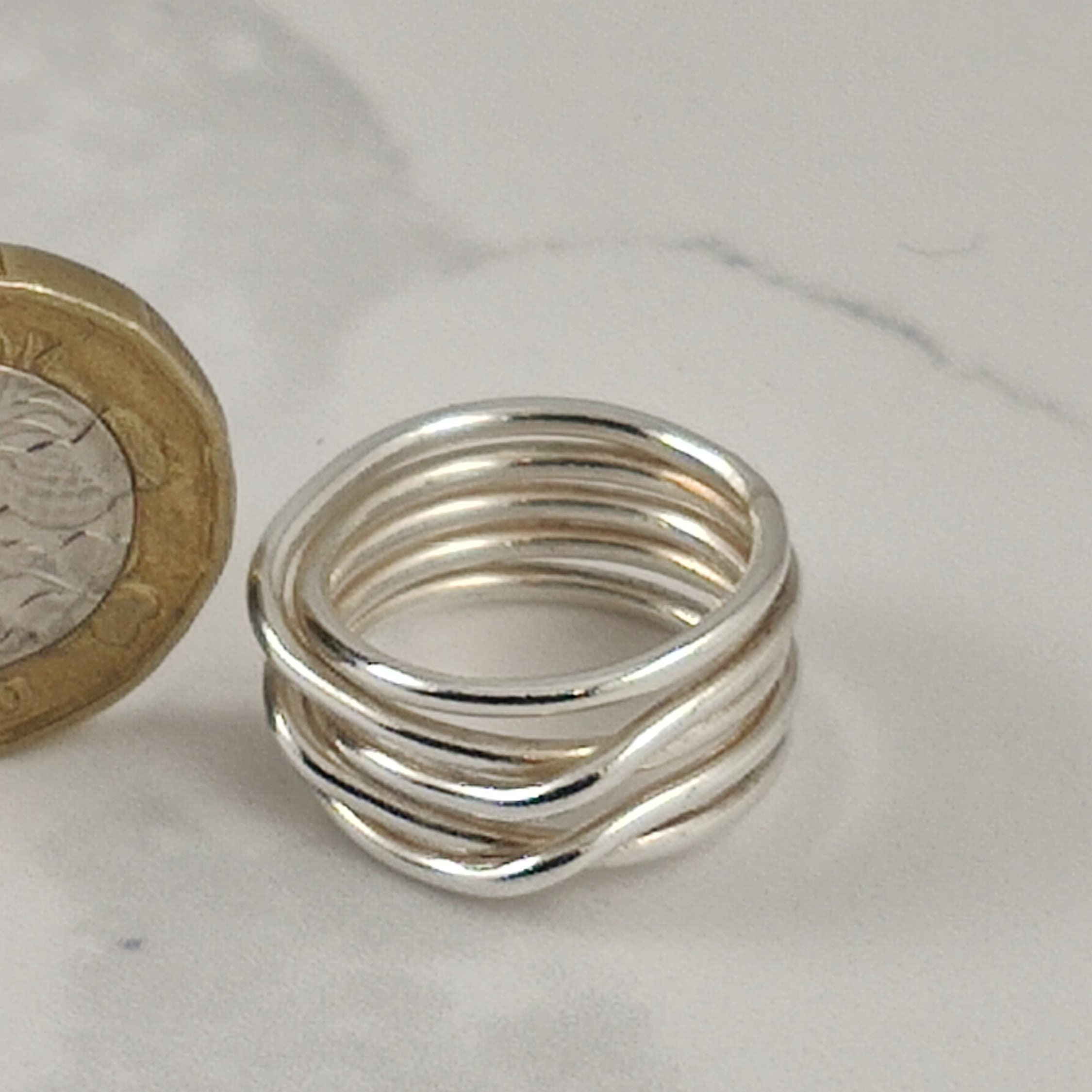 Woven twist ring in sterling silver soldered for durability Etsy