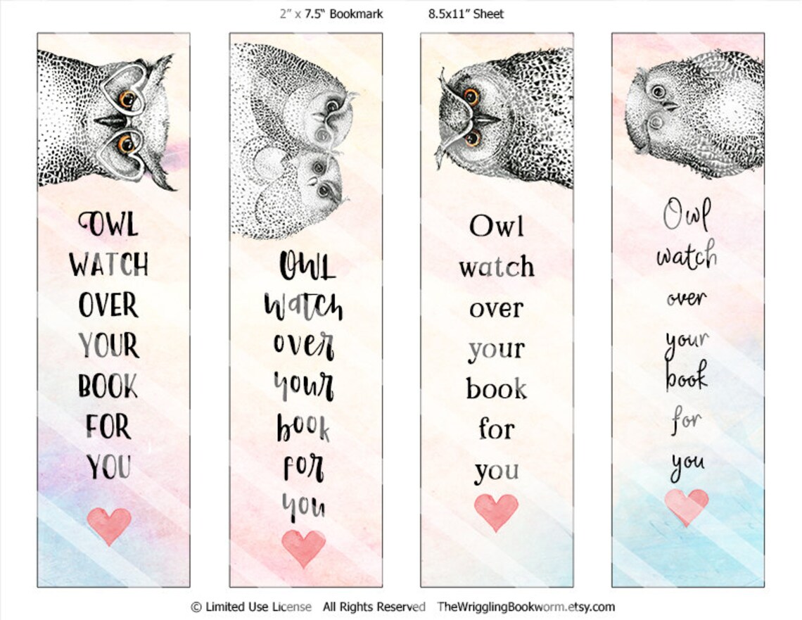 Printable Bookmark Owls Instant Download Funny Quote Etsy