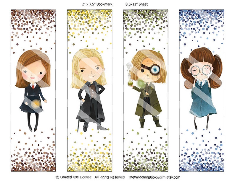 printable harry potter bookmark set ginny weasley mad eye
