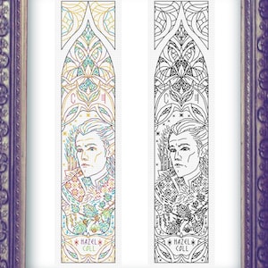 Bokmärke med bokstaven C - Col Ogham Rune - Keltiskt/Druidiskt horoskop - Modernt handbroderimönster i svartvitt, efterstygn (som i korsstygn)