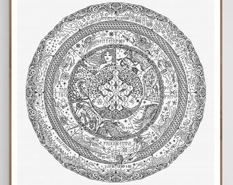 Norse Mythos Mandala - Modern Blackwork Embroidery Cross Stitch Pattern