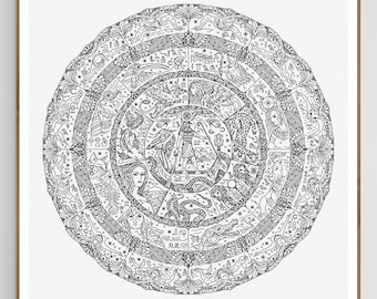 Egyptian Mythos Mandala - Modern Blackwork Embroidery Cross Stitch Pattern