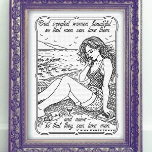 Loving Wisely - Modern Hand Blackwork Embroidery Pattern, Backstitch (as in Cross Stitch) - Chic Cynic Series