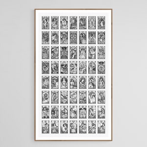 ULTIMATE MAJOR ARCANA 56 Tarot Cards Sampler - Blackwork Embroidery Pattern, Modern Hand Embroidery, done in Backstitch (as in Cross Stitch)