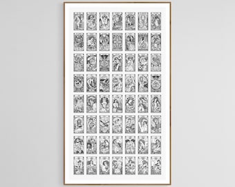 ULTIMATE MAJOR ARCANA 56 Tarot Cards Sampler - Blackwork Embroidery Pattern, Modern Hand Embroidery, done in Backstitch (as in Cross Stitch)