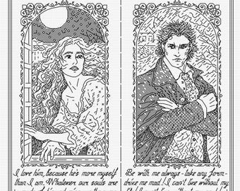 Wuthering Heights - Modern Hand Blackwork Embroidery Pattern, Backstitch (as in Cross Stitch) - Perfect Bound Series