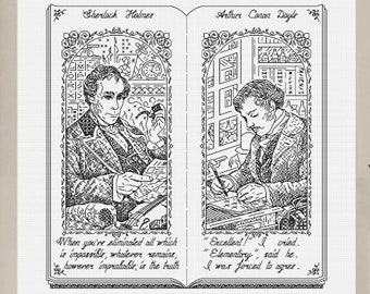Sherlock Holmes - Modern Hand Blackwork Embroidery Pattern, Backstitch (as in Cross Stitch) - Perfect Bound Series