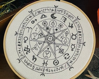 Wiccan Symbol of Protection - Modern Blackwork Cross Stitch Pattern