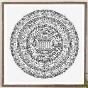 Greek Mythos Mandala - Modern Blackwork Embroidery Cross Stitch Pattern