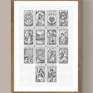 ZWAARDPAK Tarot Minor Arcana-14 kaarten sampler-modern kruissteekpatroon Blackwork handborduurwerk art nouveau