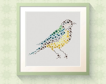 Chicadee - Modern Cross Stitch Pattern Download - Bird Art