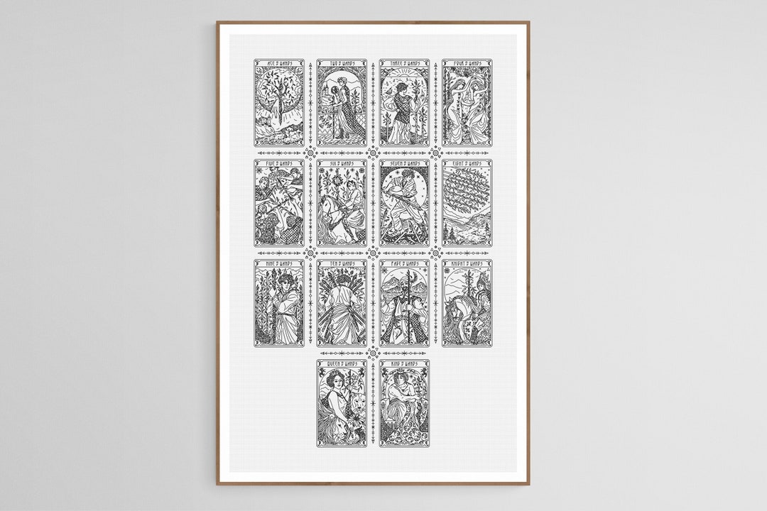 SUIT OF WANDS Tarot Minor Arcana - 14 Cards Sampler - Modern Cross