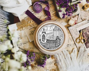 Quebec Blackwork Embroidery Pattern: City Alphabet Sampler (PDF Pattern)