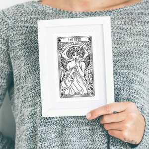 THE MOON Tarot Modern Cross Stitch Pattern Blackwork Embroidery Art Nouveau image 2