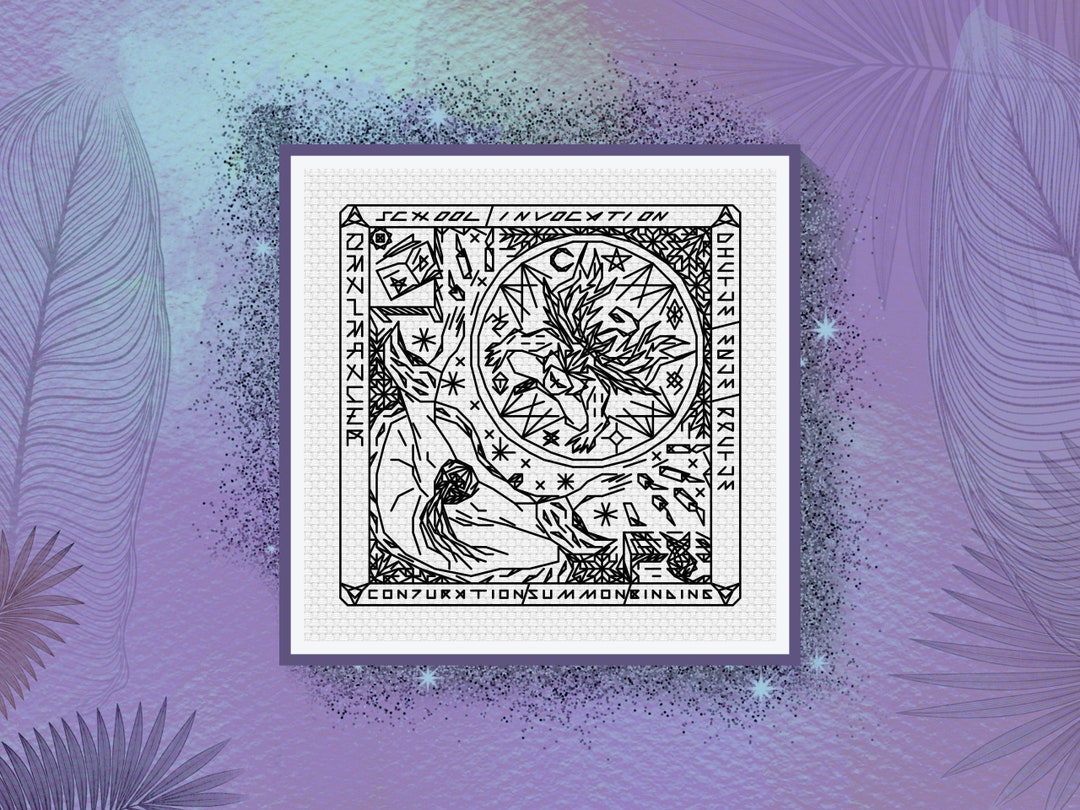 OMNIMANCER Mage of Invocation Modern Cross Stitch Pattern Blackwork ...