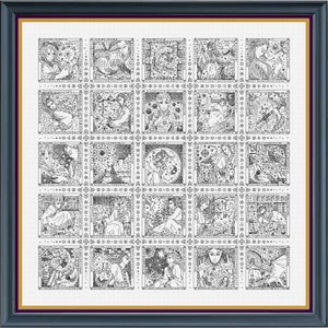 The Magicians Sampler — Modern Cross Stitch Pattern Blackwork Embroidery Chart PDF Download Magic
